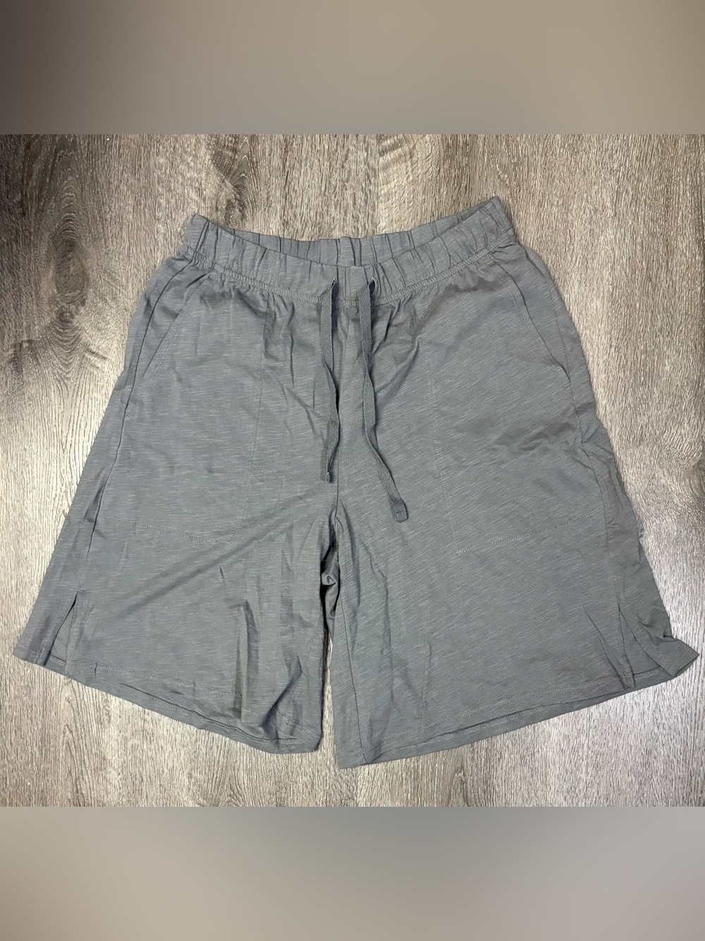 NWT EILEEN FISHER XS Gray Ash Flared Sleep Shorts 100% Organic Cotton Drawstring